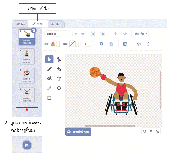 การเขียนโปรแกรมตัวละครเปลี่ยนท่าทาง 8 รูปภาพ18