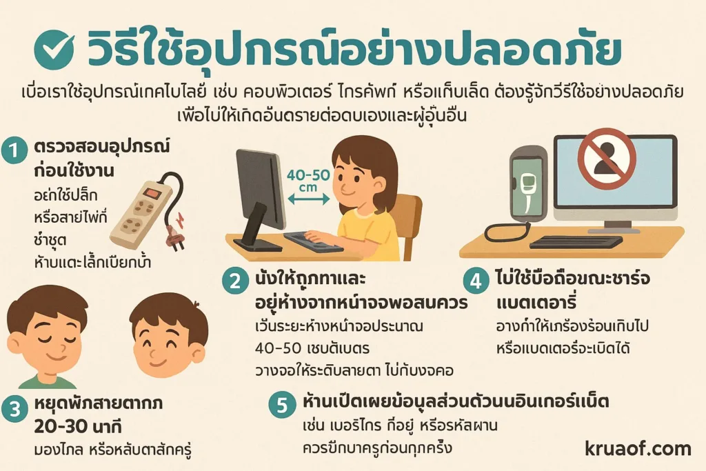 วิธีใช้อุปกรณ์อย่างปลอดภัย
