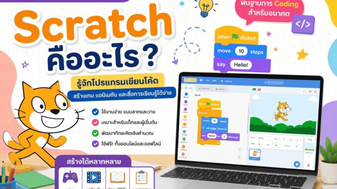 ChatGPT Image 16 มิ.ย. 2569 21_09_13 รู้จักโปรแกรม Scratch โปรแกรมเขียนโค้ดสำหรับเด็ก