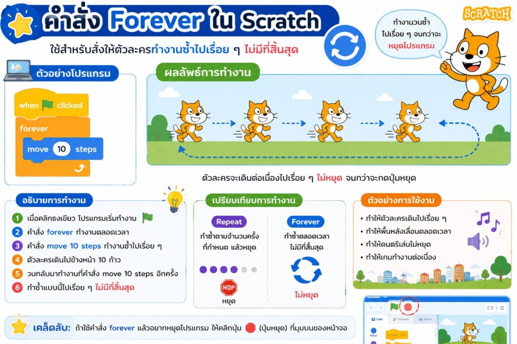 คำสั่ง Forever ใน Scratch