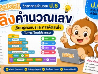 กิจกรรมลิงคำนวณเลข Scratch ป.6 เรียนรู้ตัวแปรและการตัดสินใจในการเขียนโปรแกรม