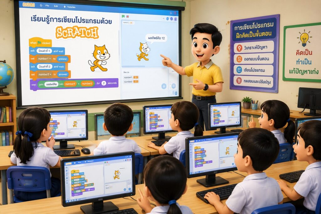 เริ่มต้นเรียนรู้การเขียนโปรแกรม Scratch ป.6