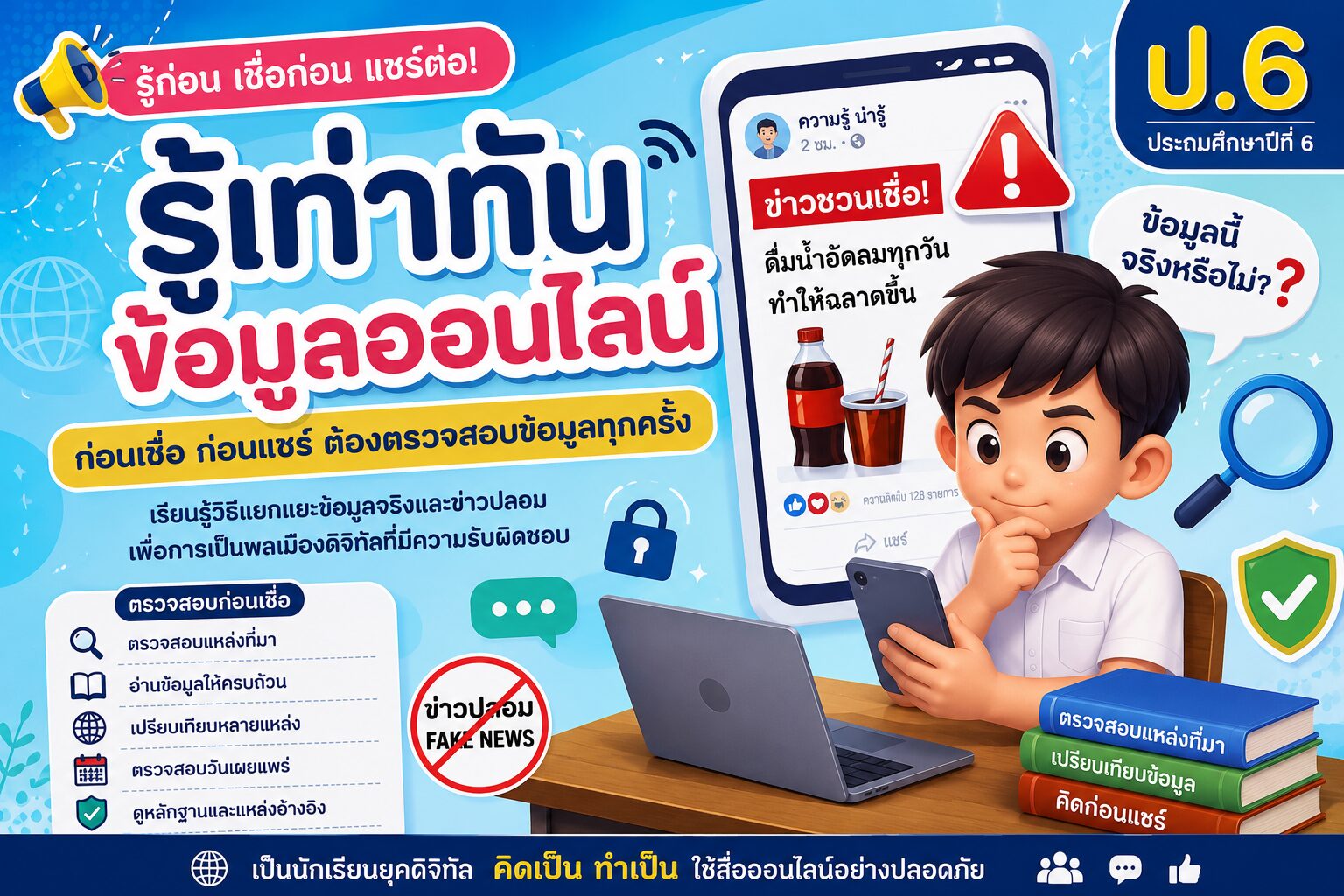 รู้เท่าทันข้อมูลออนไลน์ ป.6