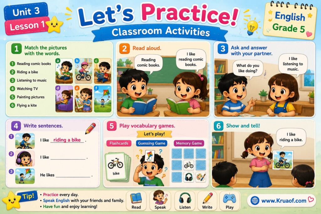 Lesson 1 : Weekend Activities 4 Classroom Activities