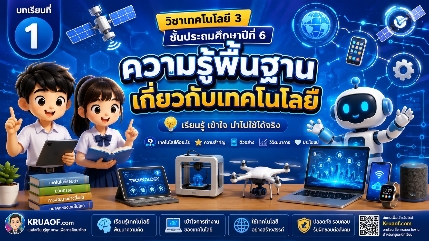 ยินดีต้อนรับสู่ Kruaof.com 1 ความรู้พื้นฐานเกี่ยวกับเทคโนโลยี ป.6 | บทเรียนที่ 1 วิชาเทคโนโลยี 3