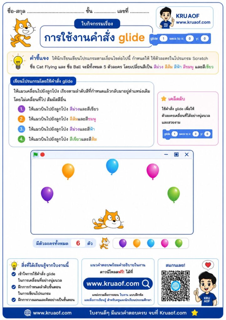 ใบงานคอมพิวเตอร์ ป4 ใช้งานคำสั่ง Glide