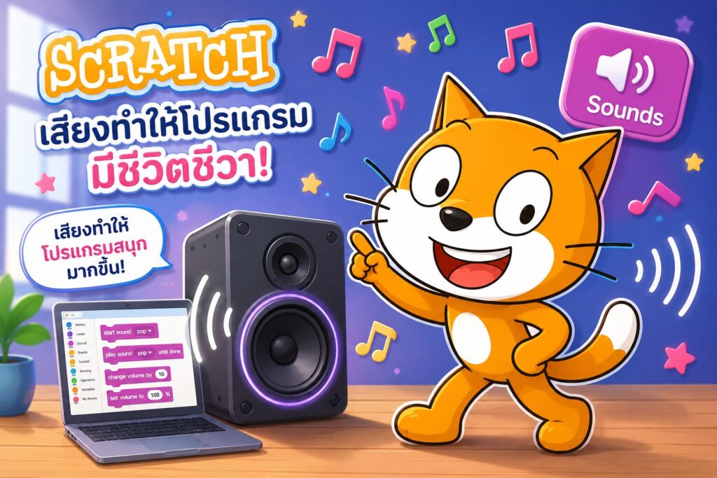 ใบงานที่ 12 กลุ่มคำสั่ง Sounds ใน Scratch พร้อมตัวอย่างการใช้งาน เข้าใจง่าย สำหรับนักเรียน ป.5 1 ใบงานที่ 12 ประโยชน์กลุ่มคำสั่ง Sound