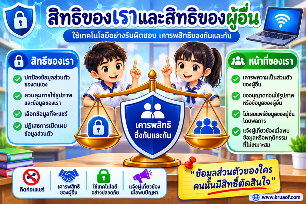 ความเป็นส่วนตัวและการเคารพสิทธิผู้อื่นในการใช้เทคโนโลยี ป.6 3 สิทธิของเราและสิทธิของผู้อื่น