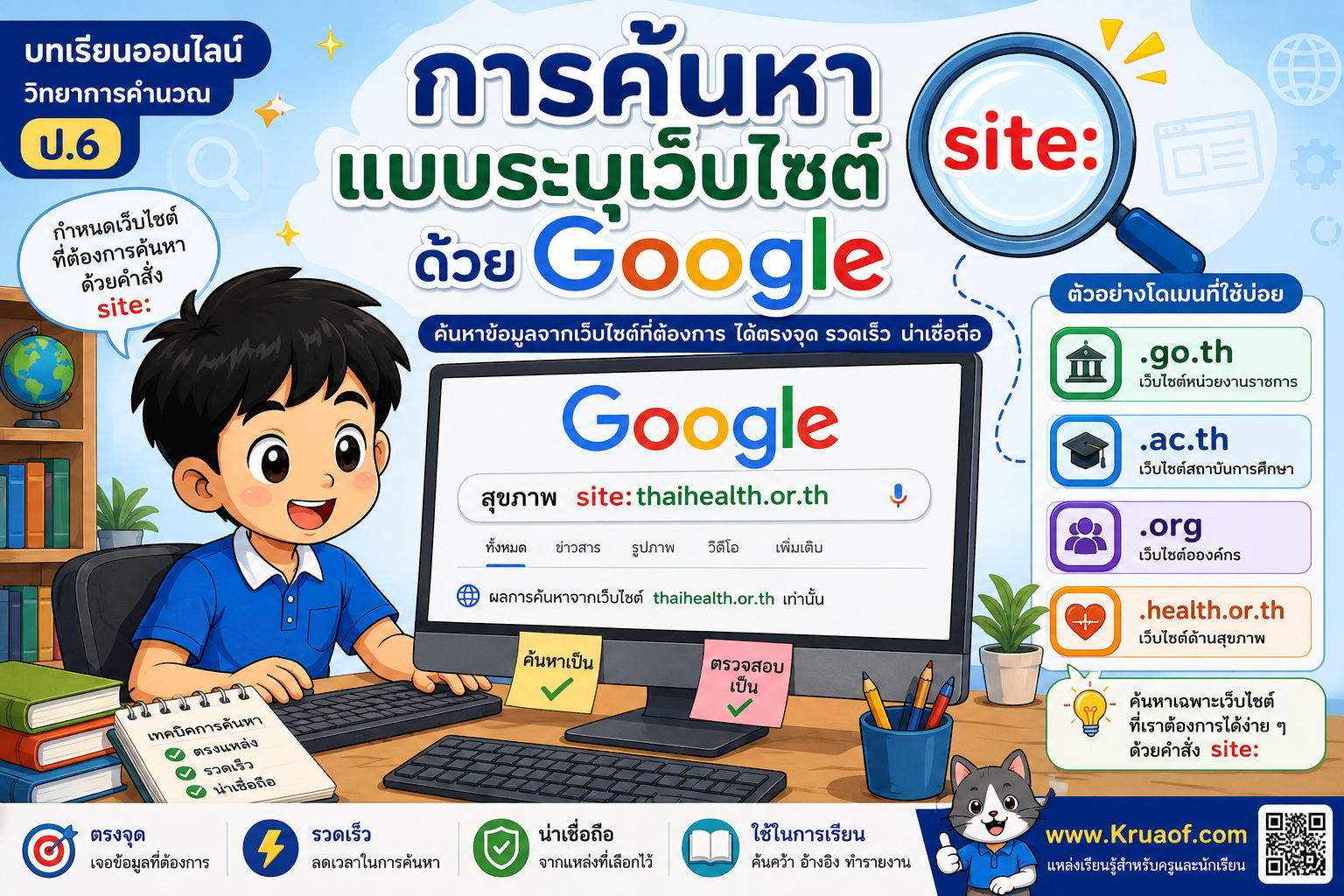 ยินดีต้อนรับสู่ Kruaof.com 2 การค้นหาแบบระบุเว็บไซต์ด้วย Google site: