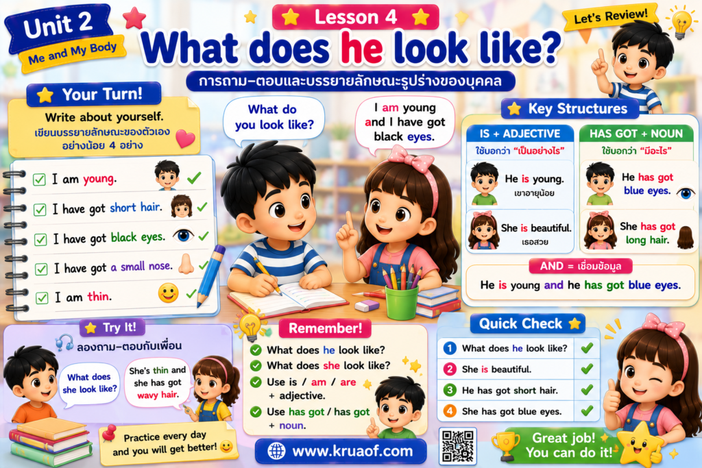 Lesson 4: What does he look like? 5 ChatGPT Image 30 ส.ค. 2569 14 41 57