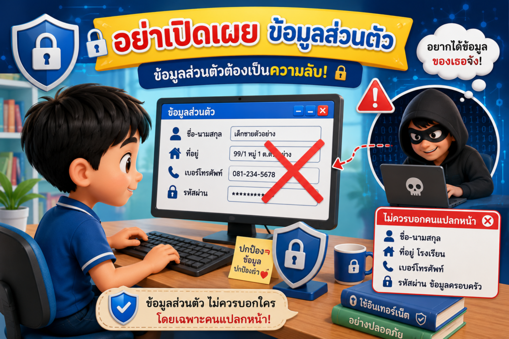 ข้อควรระวังในการใช้งานอินเทอร์เน็ต ป.6 พร้อมใบกิจกรรมและแนวคำตอบ 1 ChatGPT Image 9 ส.ค. 2569 15 54 13