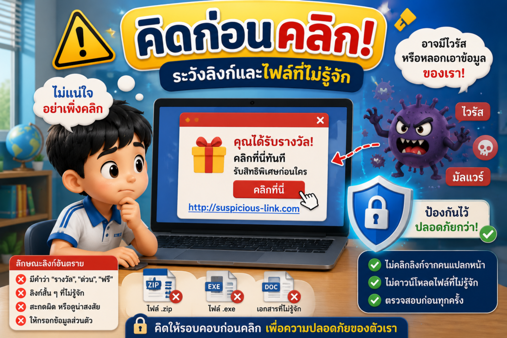ข้อควรระวังในการใช้งานอินเทอร์เน็ต ป.6 พร้อมใบกิจกรรมและแนวคำตอบ 2 ChatGPT Image 9 ส.ค. 2569 15 54 17