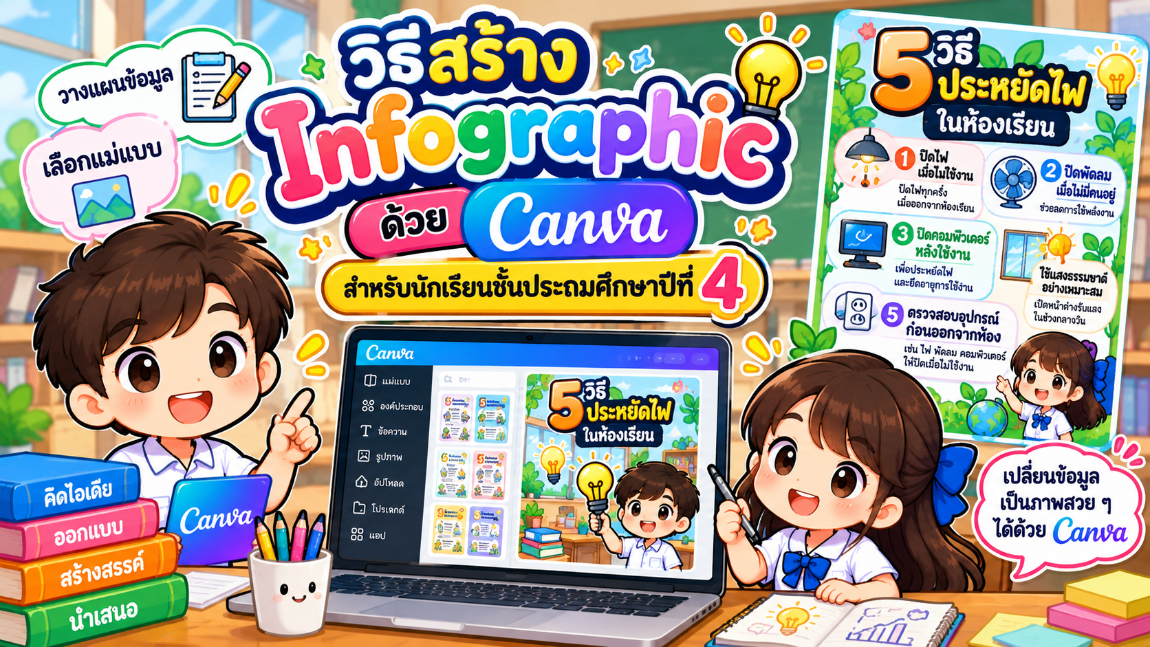 ยินดีต้อนรับสู่ Kruaof.com 1 วิธีสร้าง Infographic ด้วย Canva สำหรับนักเรียนชั้นประถมศึกษาปีที่ 4